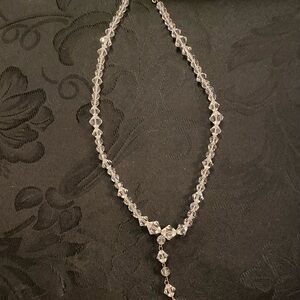 Elegant Sparkly Glass Crystal Necklace With Silver Toggle Closure.